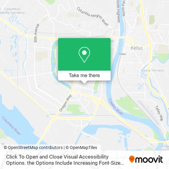 Click To Open and Close Visual Accessibility Options. the Options Include Increasing Font-Size and map