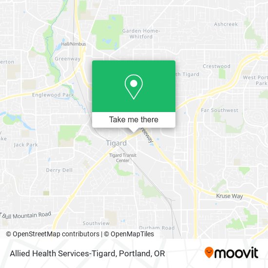 Allied Health Services-Tigard map