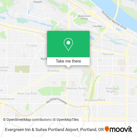 Mapa de Evergreen Inn & Suites Portland Airport