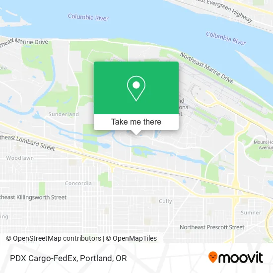 PDX Cargo-FedEx map