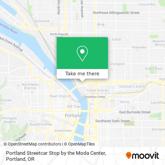 Portland Streetcar Stop by the Moda Center map