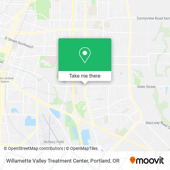 Willamette Valley Treatment Center map