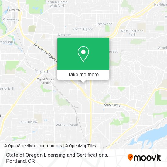 State of Oregon Licensing and Certifications map