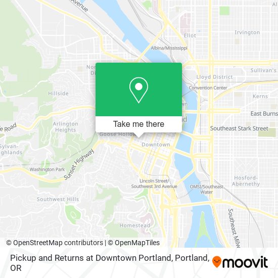 Mapa de Pickup and Returns at Downtown Portland