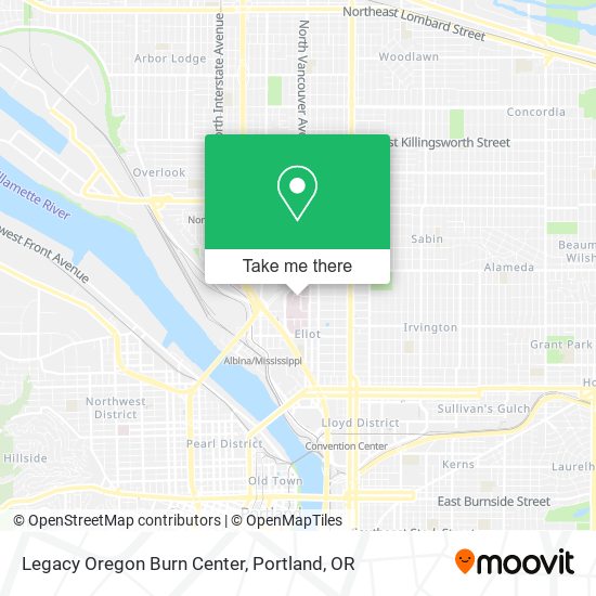 Legacy Oregon Burn Center map