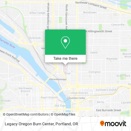Mapa de Legacy Oregon Burn Center