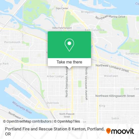 Portland Fire and Rescue Station 8 Kenton map