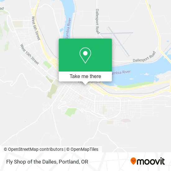 Fly Shop of the Dalles map