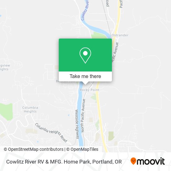 Cowlitz River RV & MFG. Home Park map