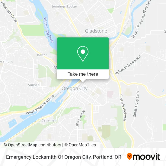 Emergency Locksmith Of Oregon City map
