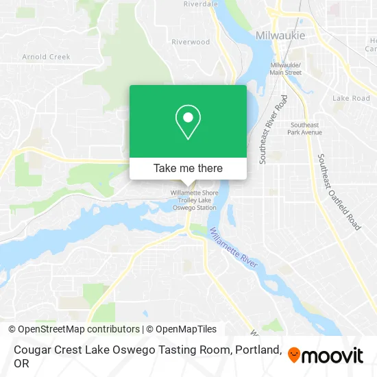 Mapa de Cougar Crest Lake Oswego Tasting Room
