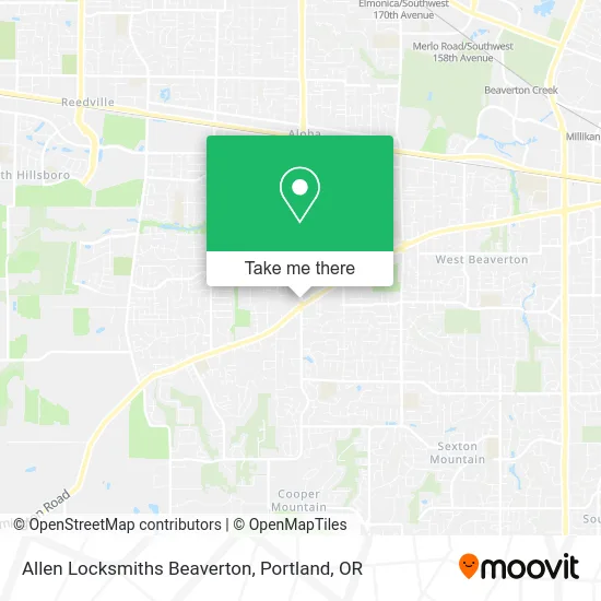 Allen Locksmiths Beaverton map