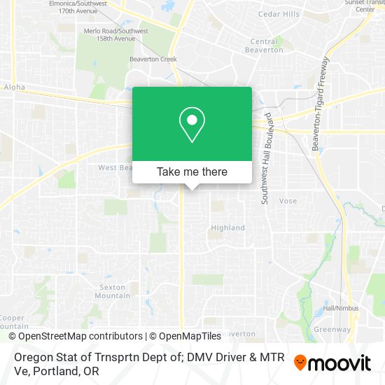 Oregon Stat of Trnsprtn Dept of; DMV Driver & MTR Ve map