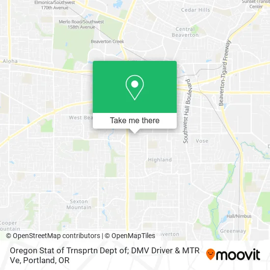 Mapa de Oregon Stat of Trnsprtn Dept of; DMV Driver & MTR Ve