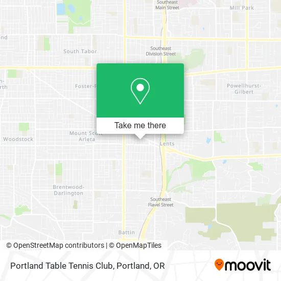 Portland Table Tennis Club map