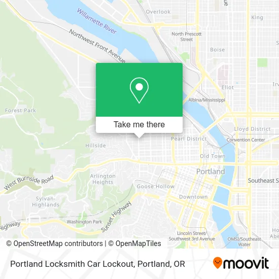 Portland Locksmith Car Lockout map