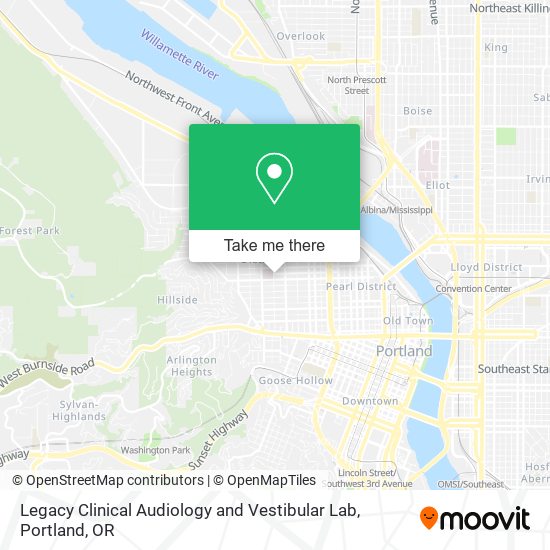 Legacy Clinical Audiology and Vestibular Lab map