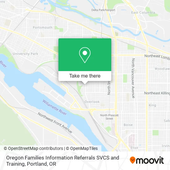 Oregon Families Information Referrals SVCS and Training map