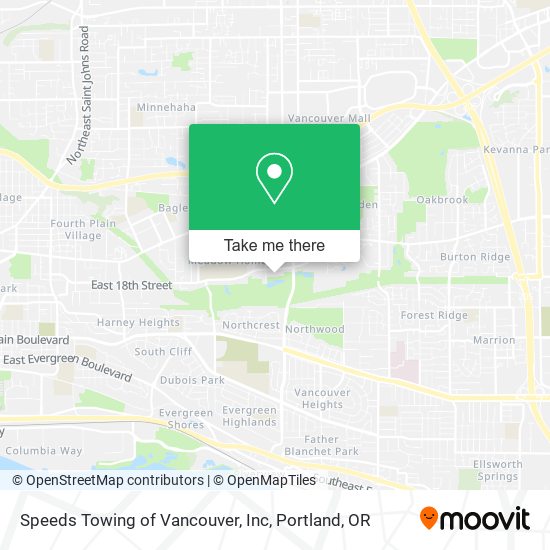 Speeds Towing of Vancouver, Inc map