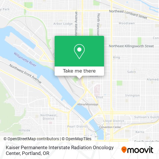 Mapa de Kaiser Permanente Interstate Radiation Oncology Center