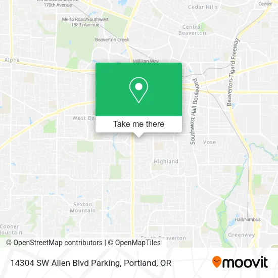 Mapa de 14304 SW Allen Blvd Parking