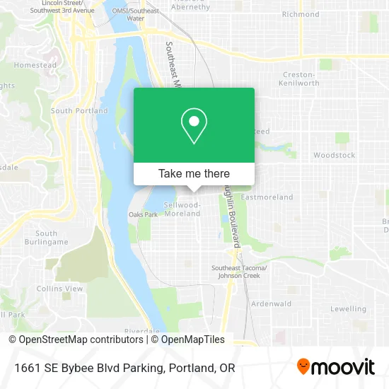 Mapa de 1661 SE Bybee Blvd Parking