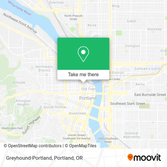 Greyhound-Portland map