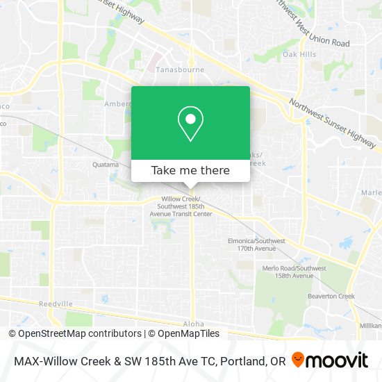 Mapa de MAX-Willow Creek & SW 185th Ave TC
