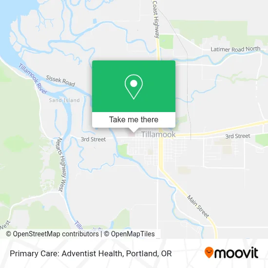 Primary Care: Adventist Health map