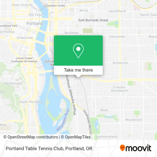 Portland Table Tennis Club map