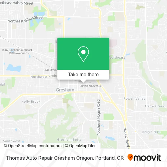 Thomas Auto Repair Gresham Oregon map