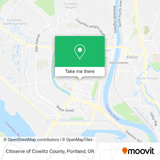 Citiserve of Cowlitz County map