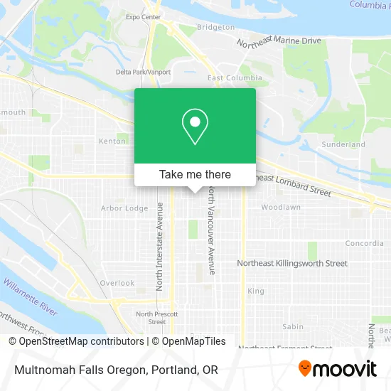 Multnomah Falls Oregon map