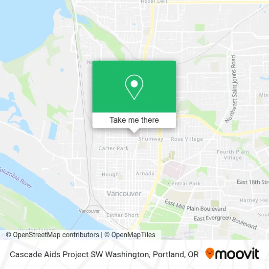 Cascade Aids Project SW Washington map