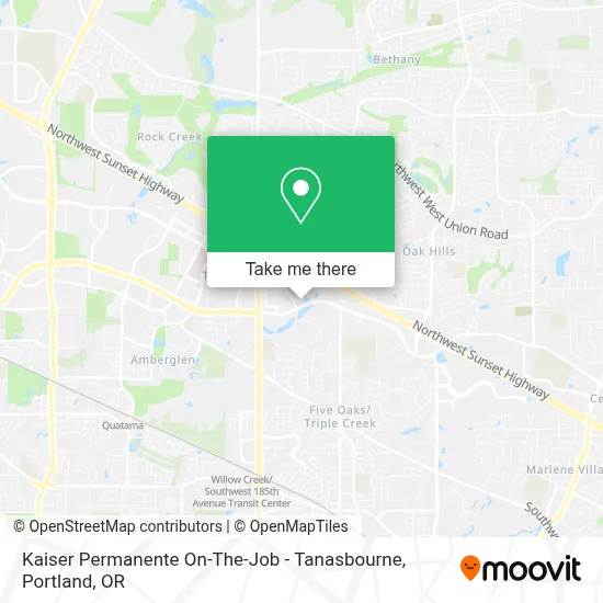 Kaiser Permanente On-The-Job - Tanasbourne map