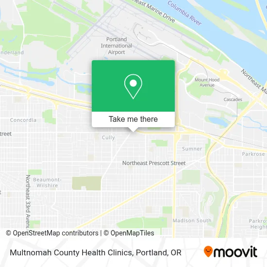 Multnomah County Health Clinics map