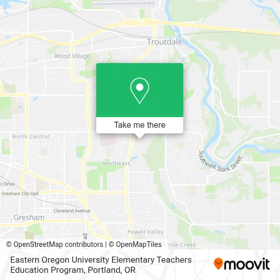 Eastern Oregon University Elementary Teachers Education Program map