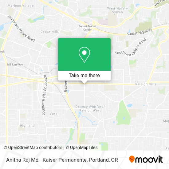 Anitha Raj Md - Kaiser Permanente map