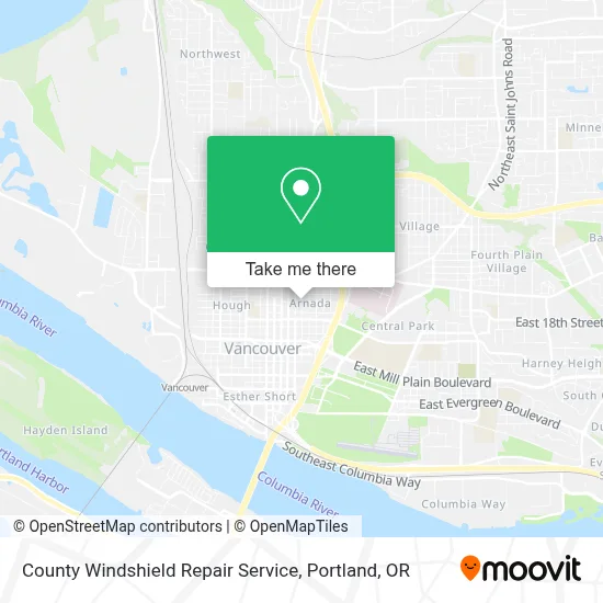 County Windshield Repair Service map