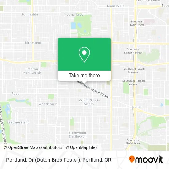 Portland, Or (Dutch Bros Foster) map