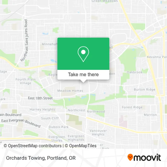 Orchards Towing map