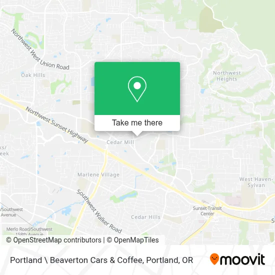Portland \ Beaverton Cars & Coffee map
