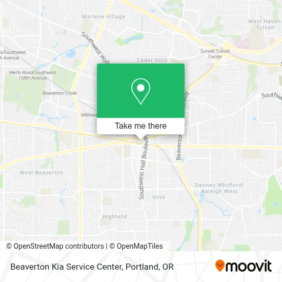 Beaverton Kia Service Center map