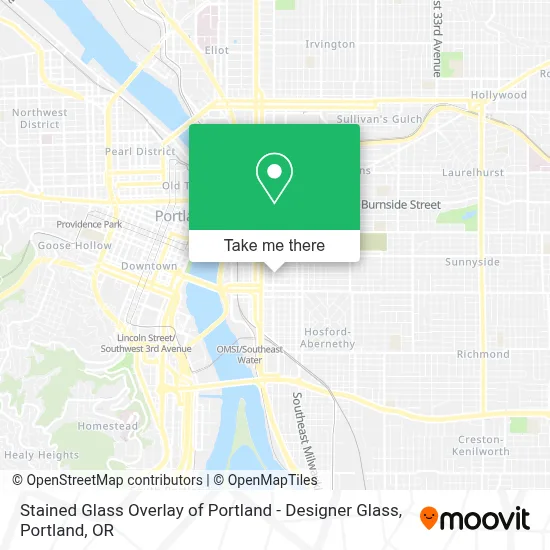 Stained Glass Overlay of Portland - Designer Glass map