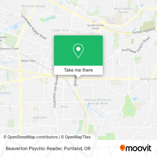 Beaverton Psychic Reader map