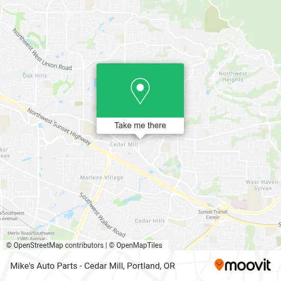 Mike's Auto Parts - Cedar Mill map