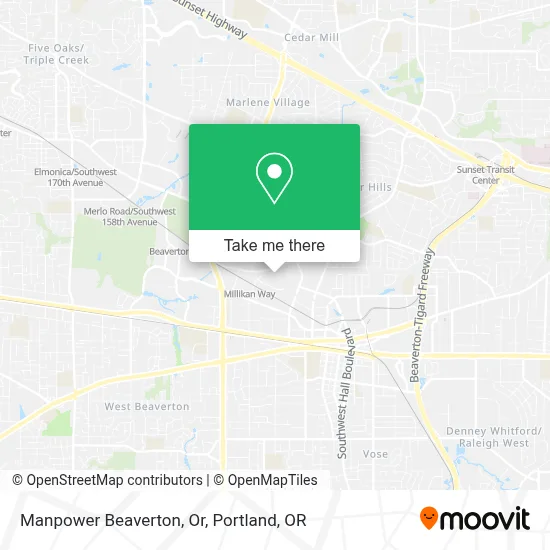 Manpower Beaverton, Or map