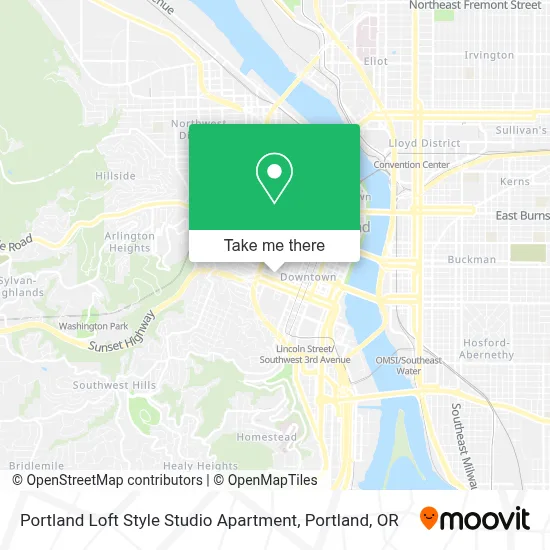 Portland Loft Style Studio Apartment map