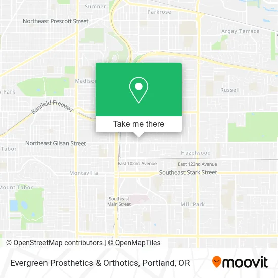Evergreen Prosthetics & Orthotics map