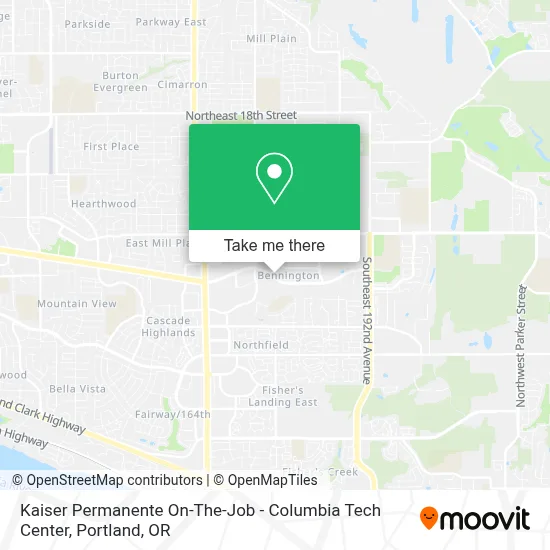 Kaiser Permanente On-The-Job - Columbia Tech Center map